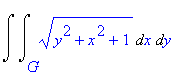 Int(Int((y^2+x^2+1)^(1/2),x = G .. ``),y = `` .. ``)