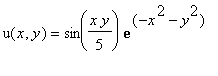 u(x,y) = sin(1/5*x*y)*exp(-x^2-y^2)