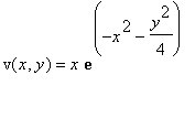 v(x,y) = x*exp(-x^2-1/4*y^2)
