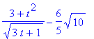 (3+t^2)/(sqrt(3*t+1))-6/5*sqrt(10)
