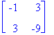 matrix([[-1, 3], [3, -9]])