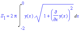 S[1] = 2*Pi*Int(y(x)*sqrt(1+diff(y(x),x)^2),x = -2 ...