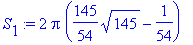 S[1] := 2*Pi*(145/54*sqrt(145)-1/54)