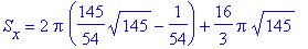 S[x] = 2*Pi*(145/54*sqrt(145)-1/54)+16/3*Pi*sqrt(14...