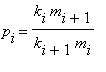 p[i] = k[i]*m[i+1]/(k[i+1]*m[i])