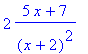 2*(5*x+7)/((x+2)^2)